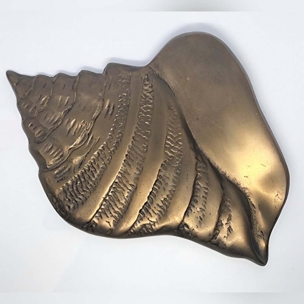 Vntg. Brass Seashell Wall Art  80s